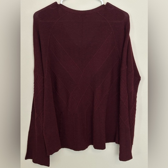 Women's V-Neck Burgundy Sweater - Picture 9 of 9